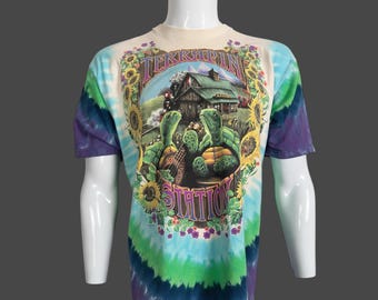 Vintage 1999 The Grateful Dead Terrapin Station Band Concert Liquid Blue Tie Dye T Shirt Pre-Owned 23.5" x 27.5" Size XL