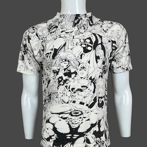Vintage 90s Marvel Comics Avengers Spider-Man **Distressed** All Over Print AOP T Shirt Pre-Owned 20" x 27" Size S immagine 1
