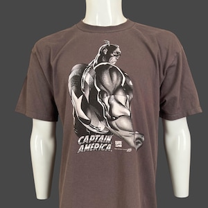 Vintage 1997 Marvel Comic Images Captain America Avengers Super Hero Gildan T Shirt Pre-Owned 24" x 29.5" Size XL image 1