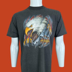 Vintage 1990 3D Emblem Harley Davidson Motorcycles Single Stitch Made in USA Biker T Shirt Pre-Owned 22&quot; x 31&quot; Size L