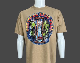 Vintage 1998 Grateful Dead Dead Hour Hourglass Jerry Garcia Band Concert Tan Cotton T Shirt Pre-Owned 23" x 31" Size XL