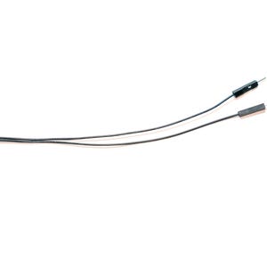 May include: Two black jumper wires with female connectors on one end and male pin connectors on the other. The wires are thin, flexible, and black in color, featuring rectangular plastic housings at the connection points for electronic components.