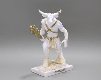 Minotaur Statue Ancient Greek Mythology Monster Handmade White Marble Sculpture