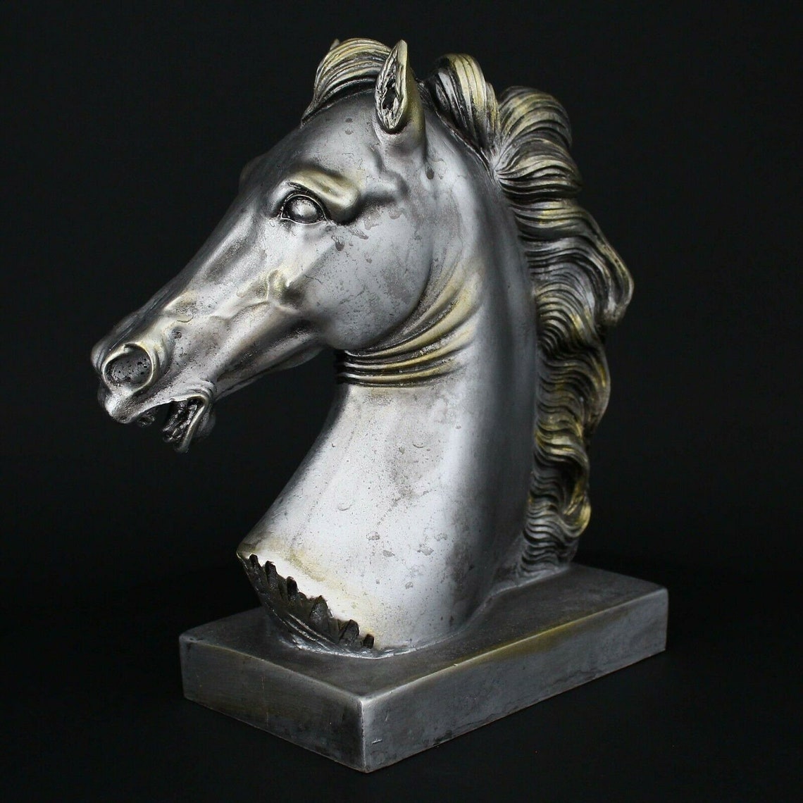 Horse head statue 7.70/19.50cm silver coloured handmade Etsy