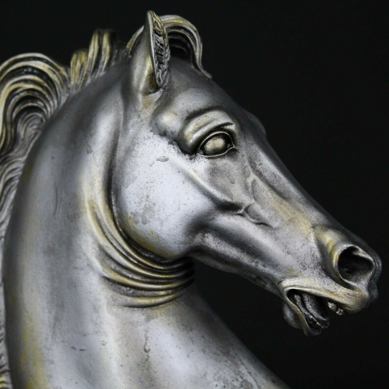 Horse Head Statue 7.70/19.50cm Silver Coloured Handmade Etsy