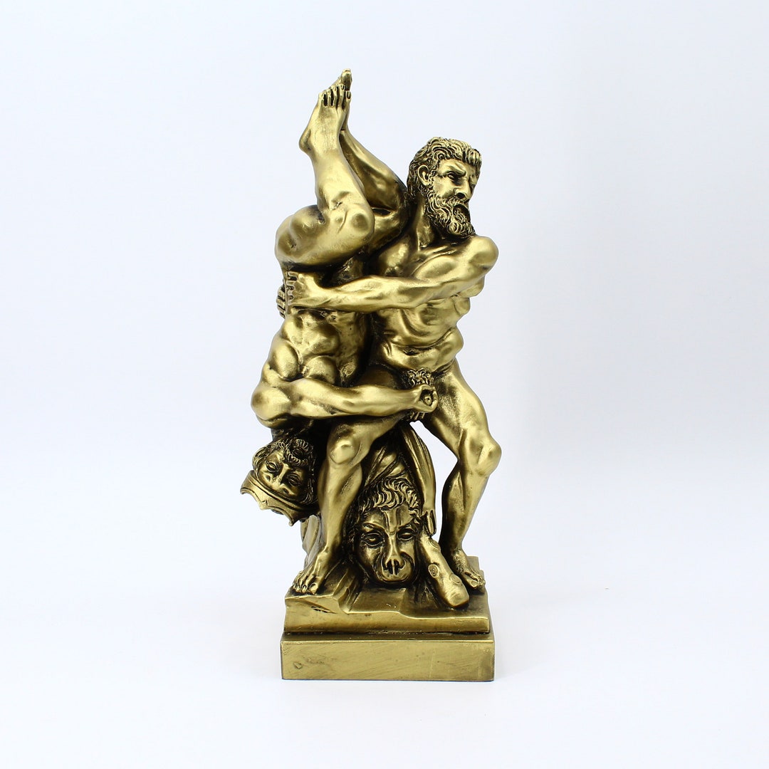 Hercules and Diomedes Fight Labour Statue Handmade Alabaster 26cm Etsy