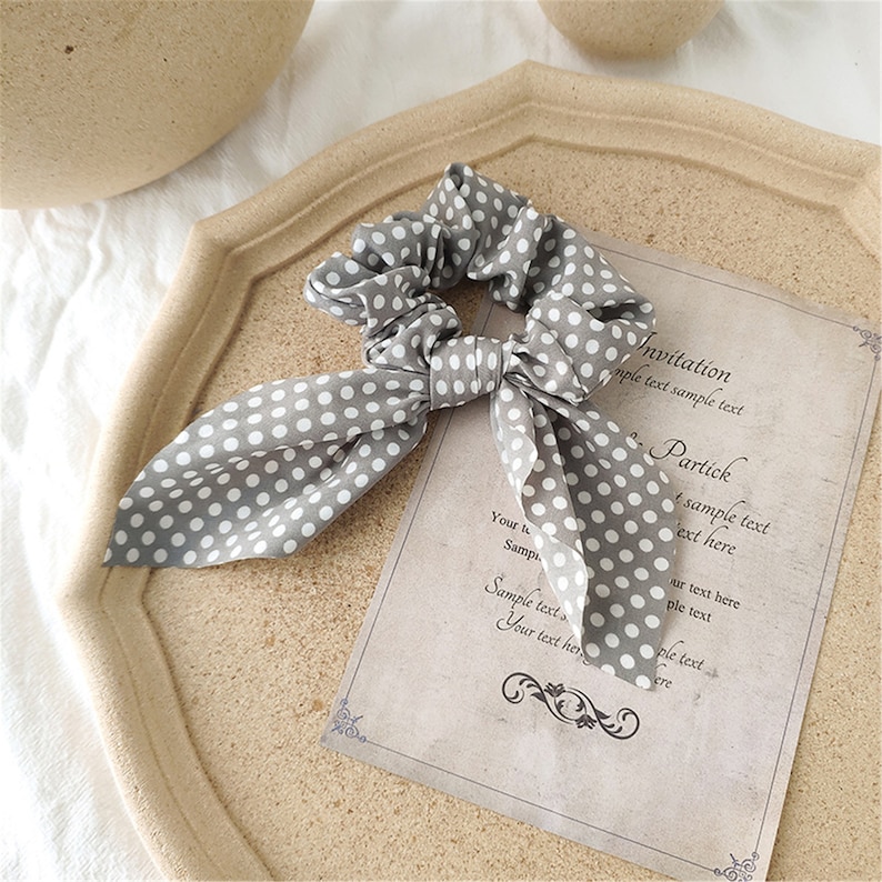 Spring Hair Pack Cute Small Dot Hairband Y2K HairTies White Polka Dot Hair Scrunchies Women Hair Accessories Bow Headband Hair Ribbon