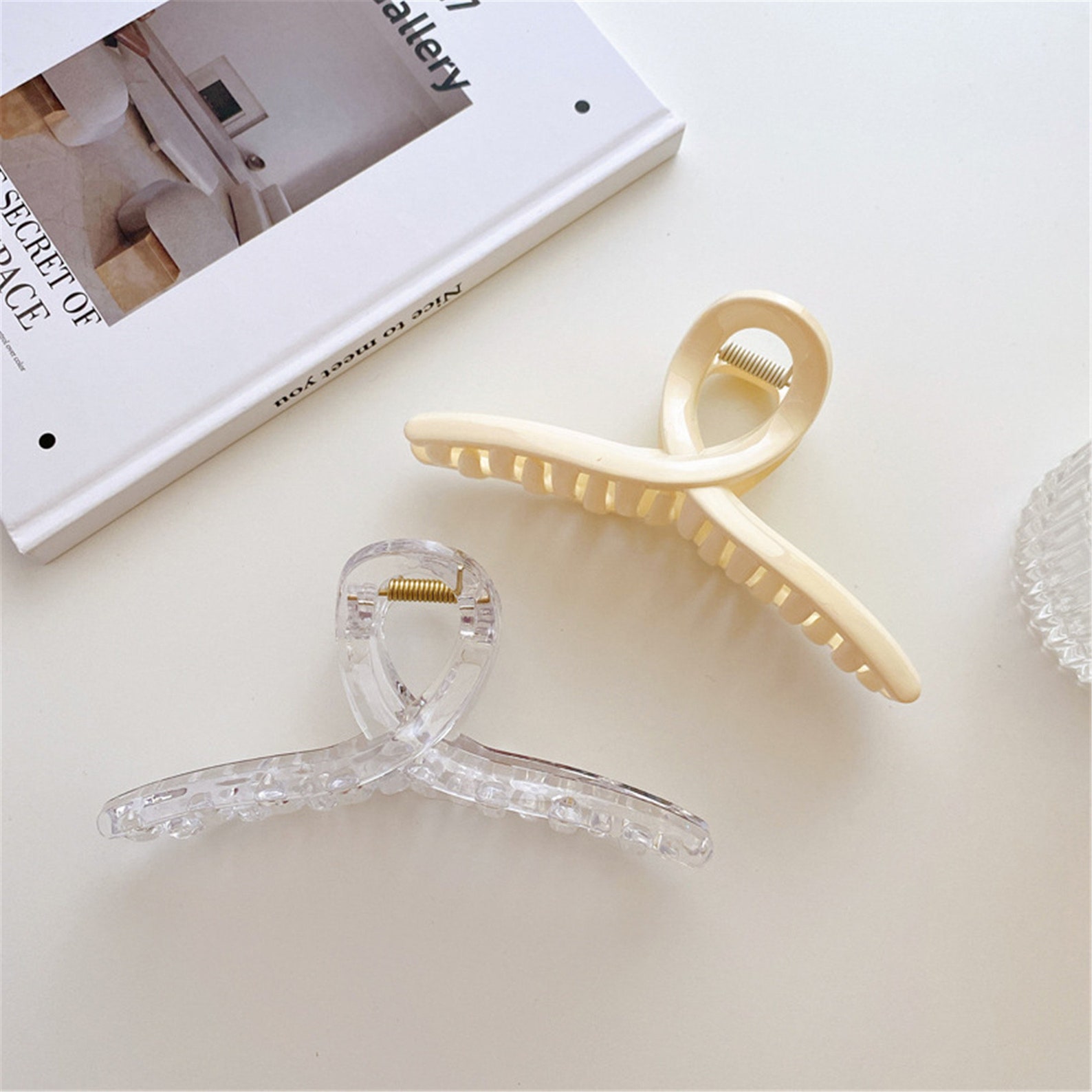 Extra Large Hair Claw Clip Clear Glossy Twisted Hair Claw Etsy