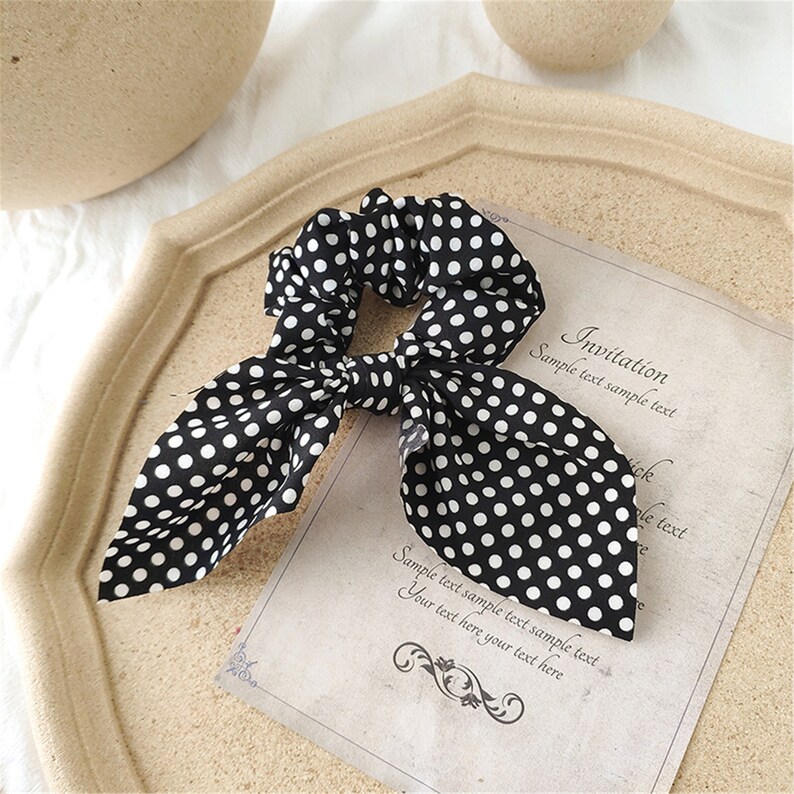 Spring Hair Pack Cute Small Dot Hairband Y2K HairTies White Polka Dot Hair Scrunchies Women Hair Accessories Bow Headband Hair Ribbon