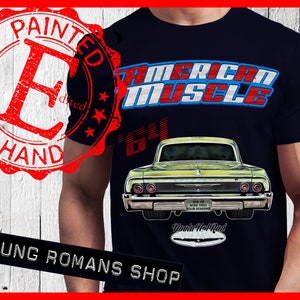 1964 Delray T-Shirt,64 Biscayne T-Shirt,1964 BelAir,427,Biscayne,Delray,airbrush art,Hoola HotRod,64 post car,64 b-pillar car,gift for boys