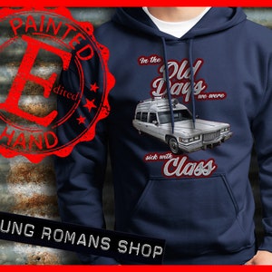 Classic ambulance car Hoodie,1976 Caddy Hearse,Deville,Eldorado,Miller Meteor ambulance Hoodie,obscure car nerd Hoodie,Halloween Car Hoodie