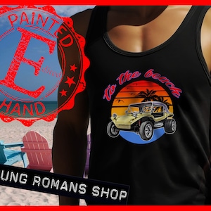 Camiseta de buggy de dunas de los años 60, buggy de playa, Baja Bug de 1970, palmera, verano, coche clásico, camiseta Hoola Hotrod, regalo para hombres, regalo para niños, hombre