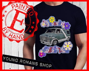 1970s Van T-shirt,Flower Power Van T-shirt,Camping Van T-shirt,Muscle Van,1970s V8 Van,Hoola Hotrod T-shirt,Gift for men,Gift for boys,man