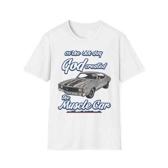 T-shirt Vintage CHEVELLE 1972 Avec Silhouette De Muscle Car - Noir, Blanc, Gris - Taille S à 3XL