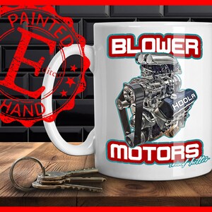 Taza de café con motor de soplador que suena mejor, motor de soplador, taza de café con bloque grande soplado, soplador Roots, taza de café con V8 soplado, taza de café Hotrodder, carreras de aceleración