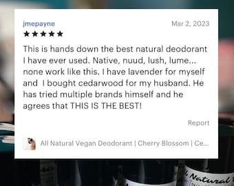 Geheel natuurlijke veganistische deodorant | Kersenbloesem | Cederhout | Ongeparfumeerd | Niet-giftige deodorant | Chemicaliënvrije deodorant | GRATIS BAKSODA