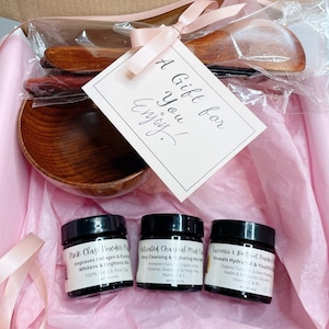 Christmas Gift, Face Mask Gift Kit, Mud Mask Kit, Pink Clay Mask, Tumeric Mask, Pore Cleanser, Personal Care Basket, Holiday Gift for Her