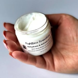 Nighttime Nourishing and Calming Face Cream, Nighttime Skincare Routine, Natural Face Cream, Rosewater & Lavender Cream, Hydrating Cream