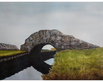 St. Andrews Bridge, Watercolor Painting, Original Hand-Painted Art (14"x10"), Watercolor Art, Scottish Landscape Painting, Golf Course Art