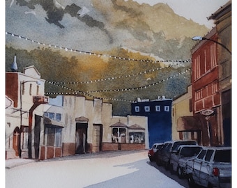 Arizona Golden Hour, Watercolor Painting, Original Hand-Painted Art (10&quot;x14&quot;), Watercolor Street Scene, Travel Art