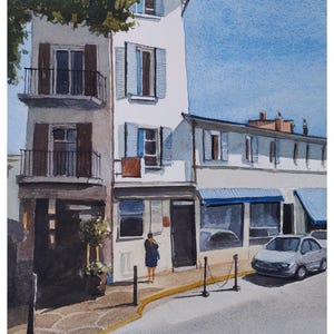Afternoon in Old Town Antibes, Watercolor Painting, Original Hand-Painted Art (10&quot;x14&quot;), French Riviera, France, Travel Art