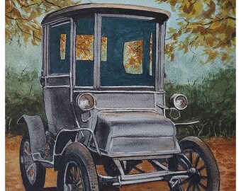 ポルシェ 959 - オリジナルのコレクター向けの車の絵画、紙に水彩