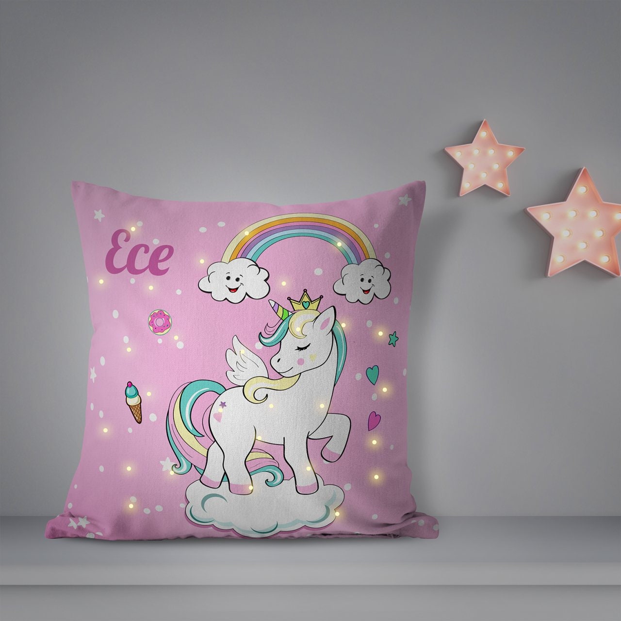 Lightup Pillow Unicorn Pillow Personalized lightup Etsy