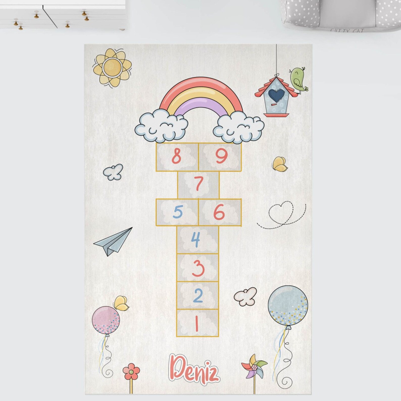 Hopscotch Rainbow Rug Hopscotch Kids Play Rug Baby Room Rug Etsy