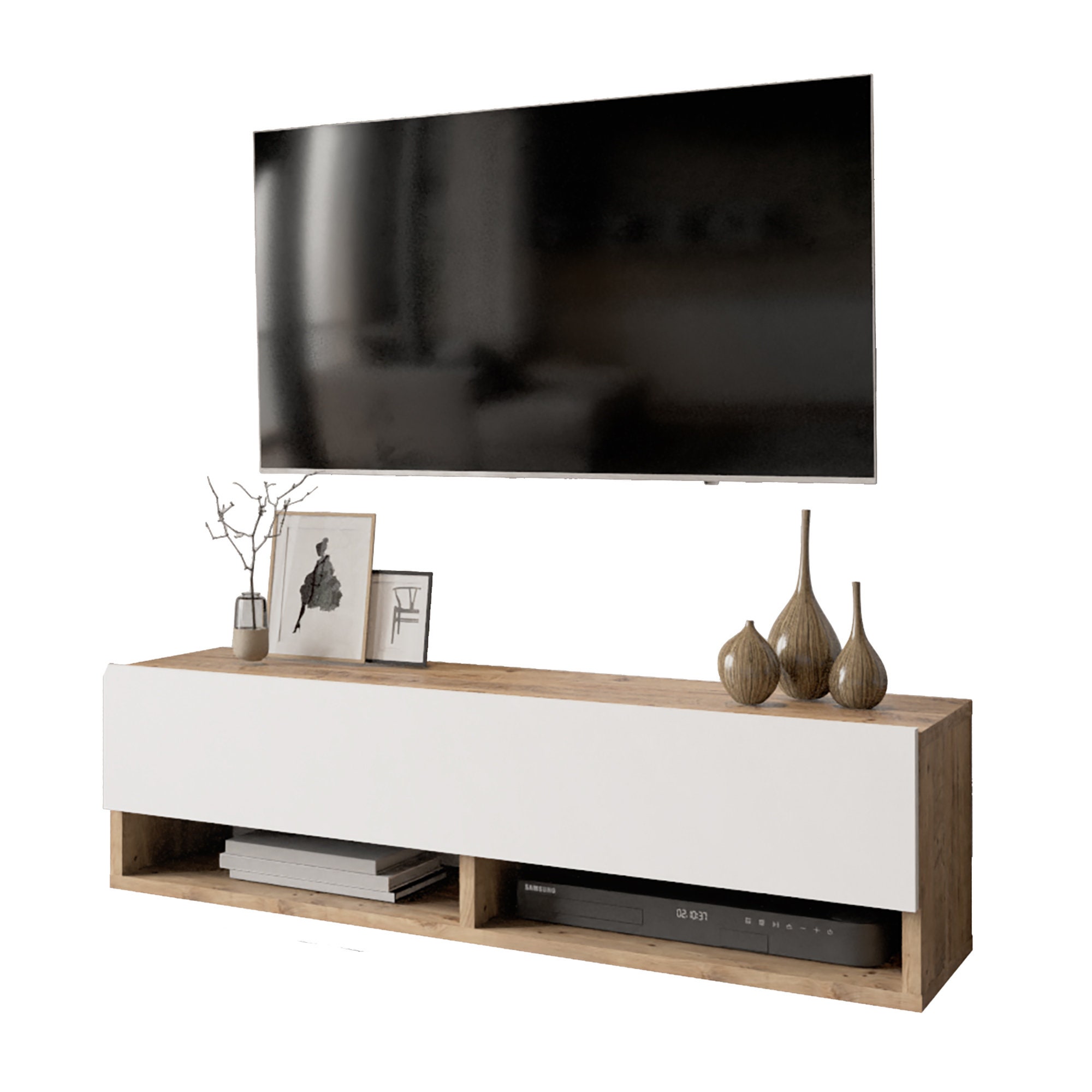 Floating TV Unıt Floating TV Consol White Media Stand Wall Etsy UK