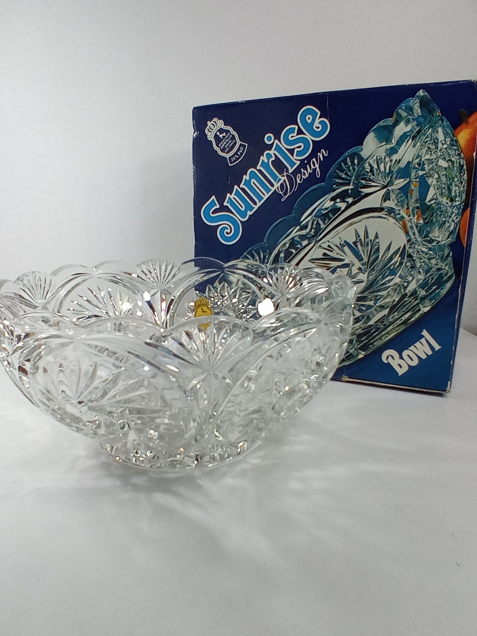 Sparkling Crystal Cut Imperlux Bowl, With Original Box, in Excellent