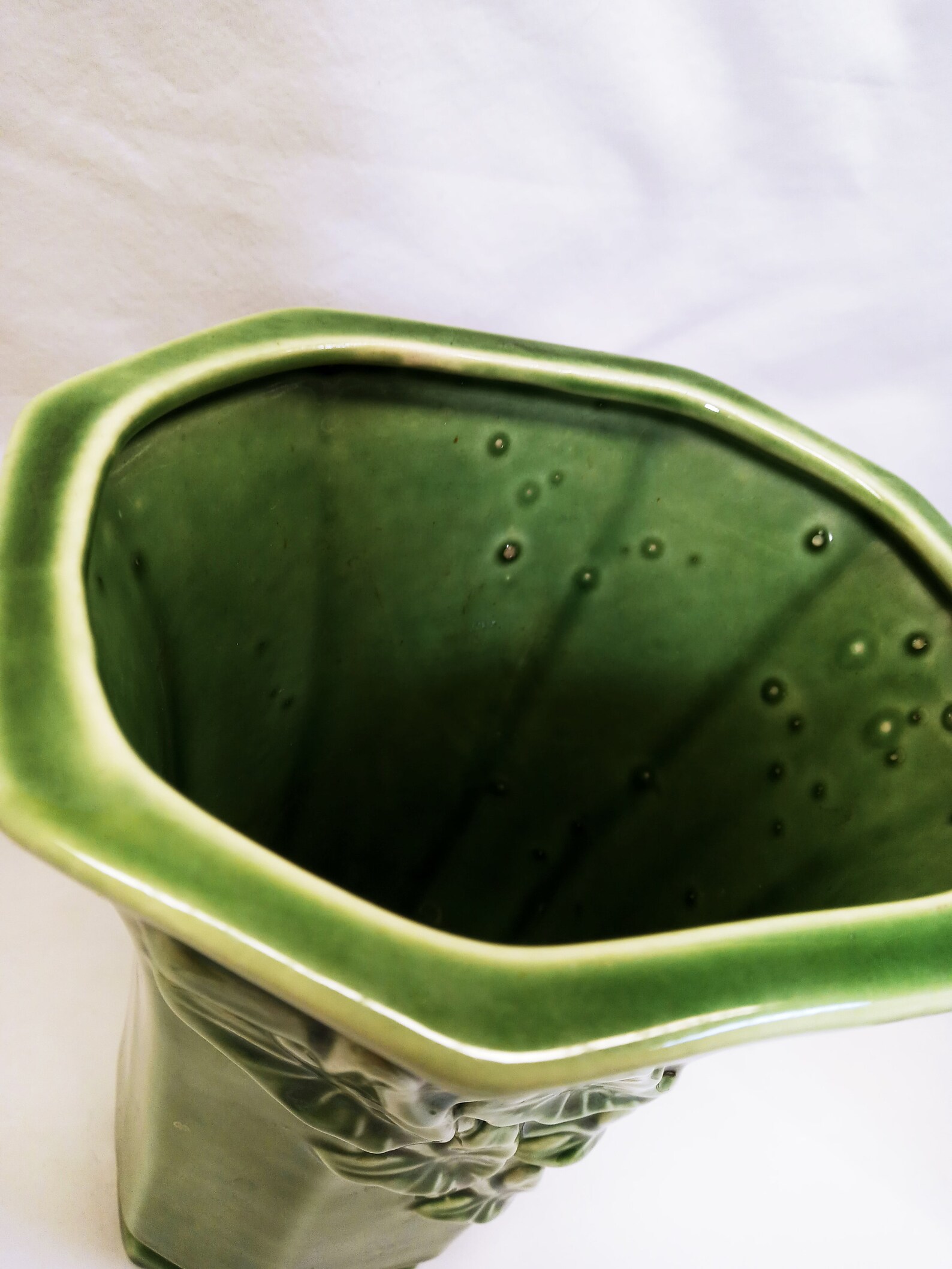 Vintage Green Ceramic Vase, With Ivy Leaves, in Excellent Condition Etsy