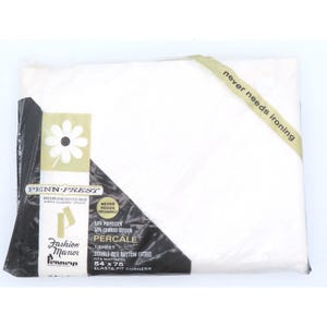 Vintage JCPenney Fashion Manor PennPrest Vitt Dubbelt Dra-på-Lakan Percale 54x75