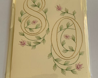 Handmade hand stitched 80th birthday card number 80 birthday card