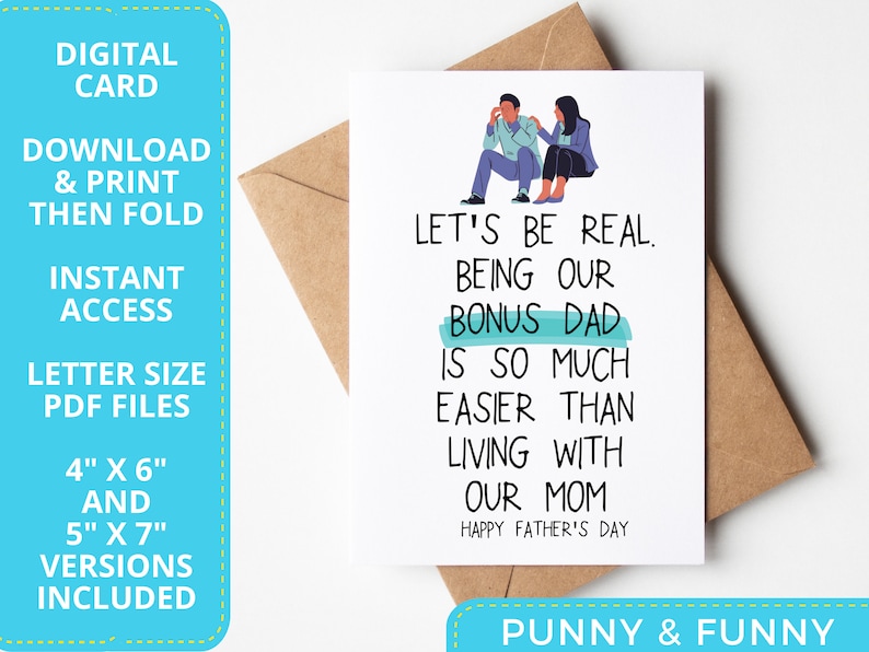 Funny Stepdad Father's Day Printable Card | Lets Be Real | From Step ...
