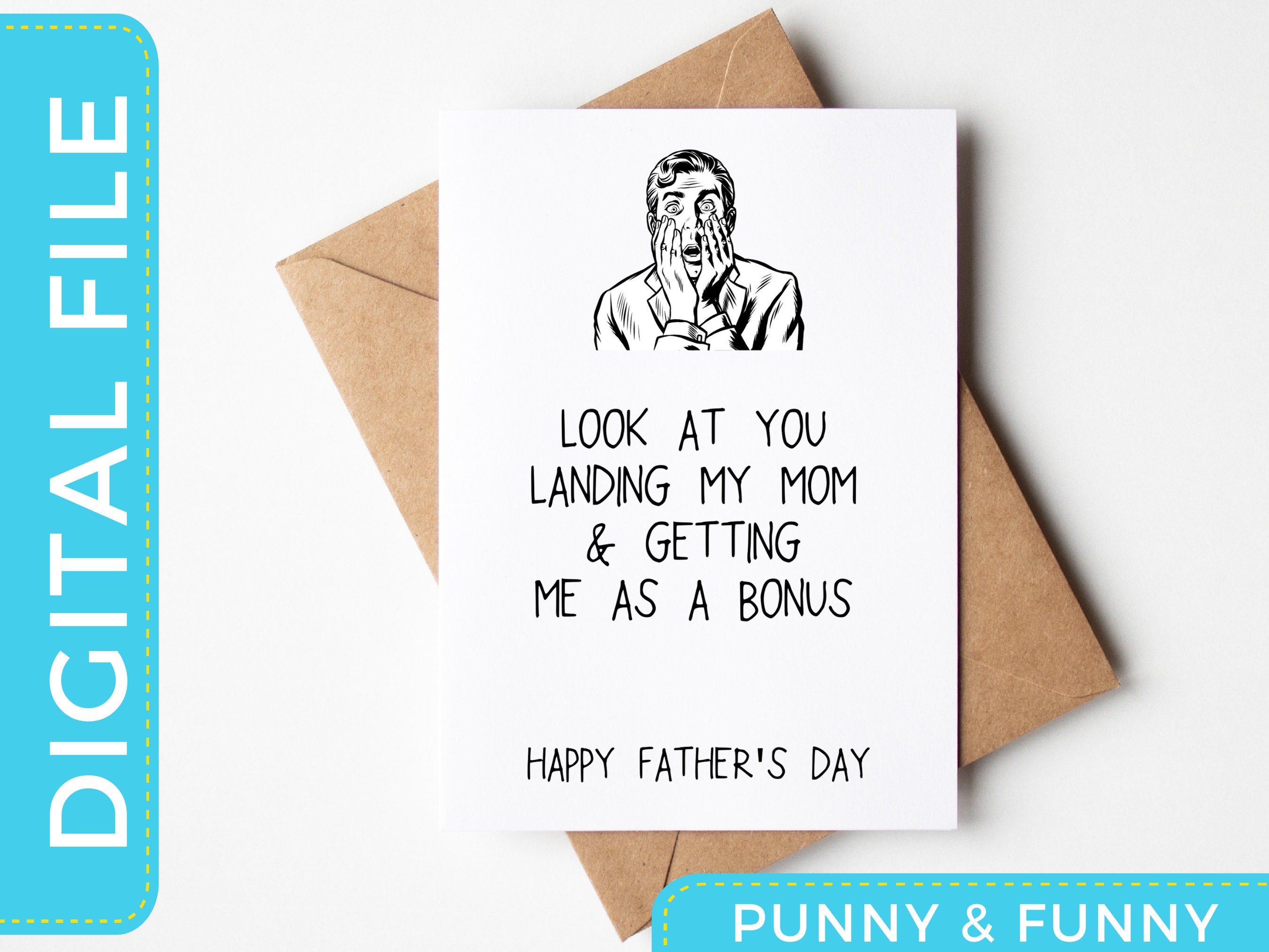 Funny Stepdad Father's Day Printable Card I Am the Gift From Step Kids Step Dad Bonus Dad Card ...