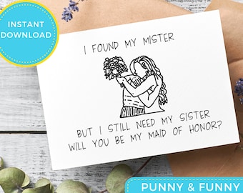 Trauzeugin Vorschlag Karte | Sofort Download | Made of Honour | Matrone der Ehre | Hochzeitskarte | Brautjungfernkarte
