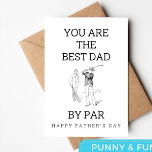 Papà golfista Best By Par - Divertente biglietto stampabile per la festa del papà