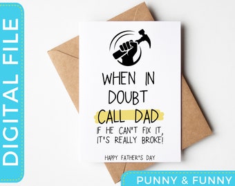 Fix it Dad Card | Call Dad Digital File | Funny Father's Day Printable Card