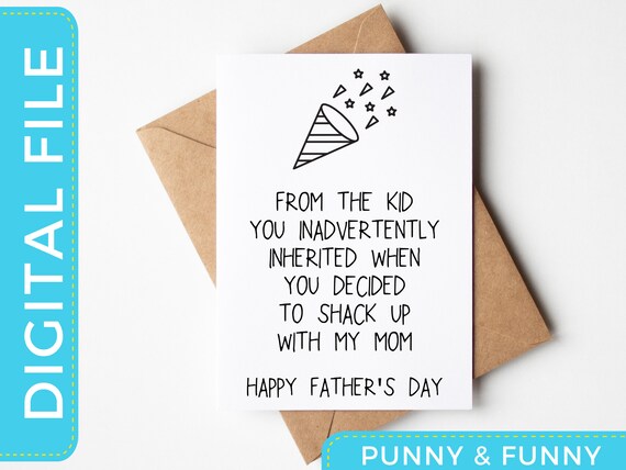 Funny Stepdad Father's Day Printable Card Inadvertently - Etsy
