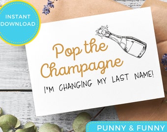 Pop The Champagne Bridesmaid Proposal Card | Instant Download | Made of Honor | Matron of Honor | wedding card | bridesmaid card