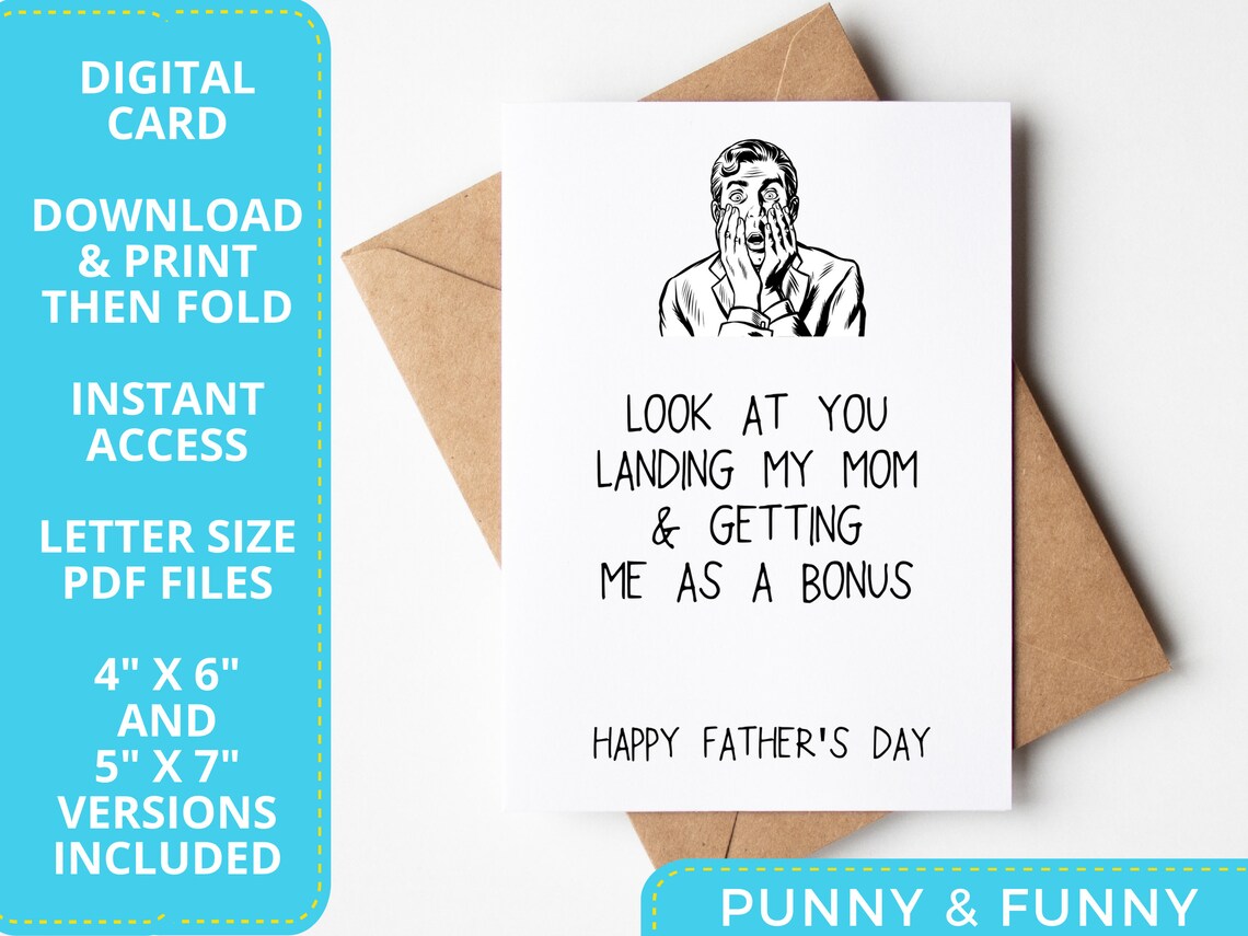 Funny Stepdad Father's Day Printable Card I Am the Gift From Step Kids Step Dad Bonus Dad Card ...