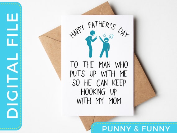 Funny Stepdad Father's Day Printable Card Hooking up - Etsy