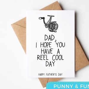 Reel Coole vader | Themakaart Visserij| Woordspeling Vaderdagkaart | Leuke kaart voor papa | Afdrukbare vaderdagkaart