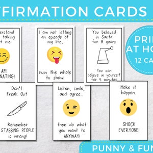 Tarjetas de afirmación divertidas imprimibles Set 1 Tarjetas de afirmación sarcásticas / Tarjetas de afirmación digitales