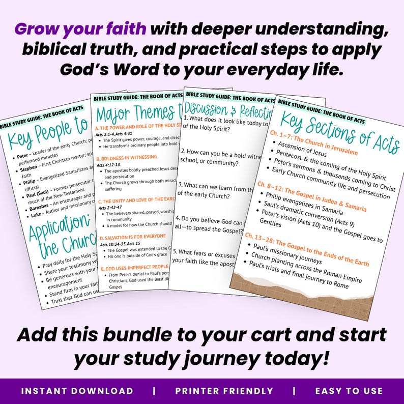 Bible study printable, Bible study download, Digital Bible study, Scripture study guide, Women’s Bible study, Bible study for teens, Bible journaling pages, Bible study bundle, Printable devotionals, Faith based printables, Christian PDF bundle, Bible group study, Bible study workbook, Gospel study printable, 1 Corinthians study, Acts Bible study, Bible study questions, Verse mapping study, Small group Bible study, Bible study for women