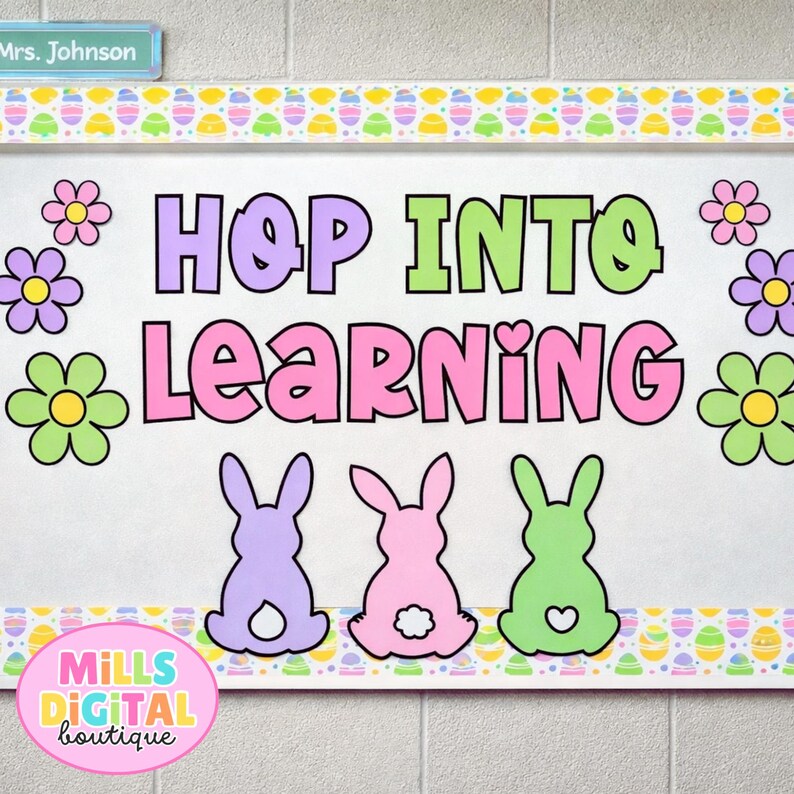 Spring Classroom Bulletin Board Kit | Easter Bunny Decor (digital ...