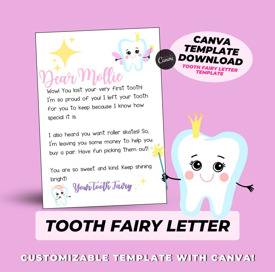 Tooth Fairy Letter, Editable Tooth Fairy Note, Tooth Fairy Printable