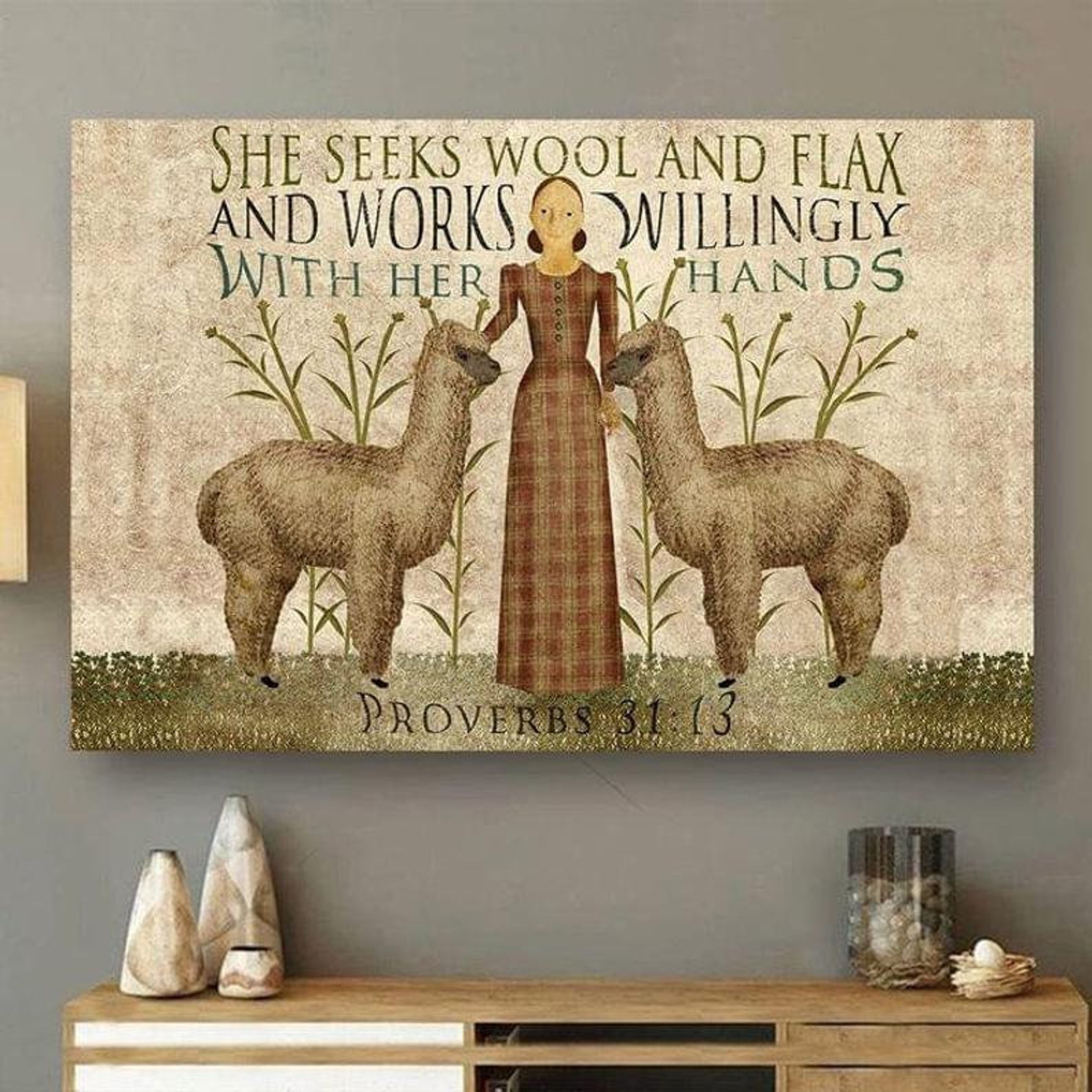 She Seeks Wool And Flax And Works Willingly With Her Hands Etsy