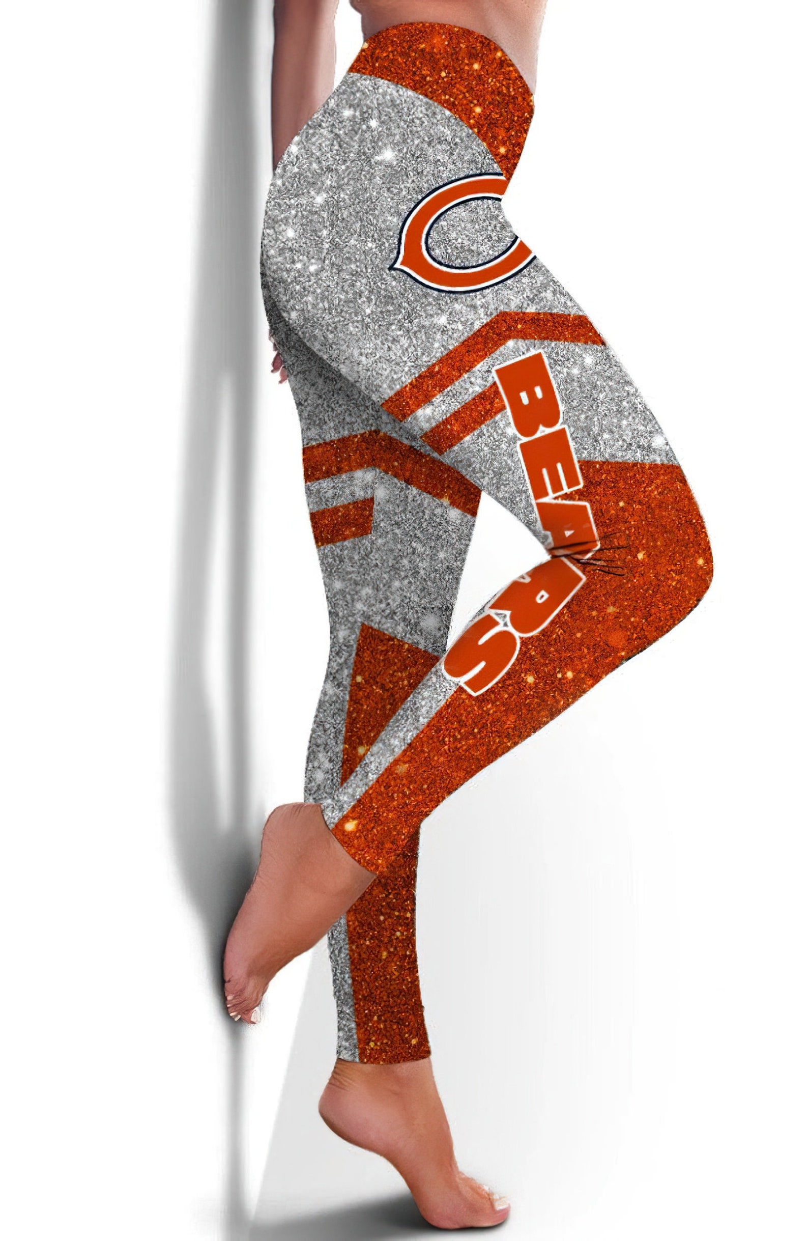 Chicago Bears NFL Glitter Legging Chicago Bears Legging Etsy