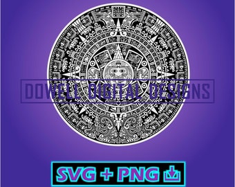 Aztec Calendar- Instant Download - SVG - PNG - Print, Cut File, Svg for cricut, Silhouette